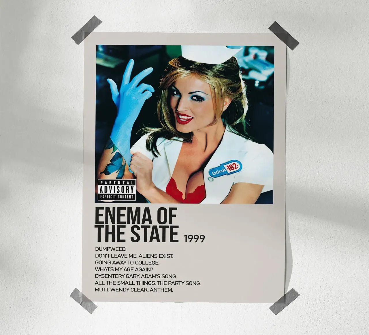 Blink 182 Enema Of The State Tracklists poster da Linda Tobrut
