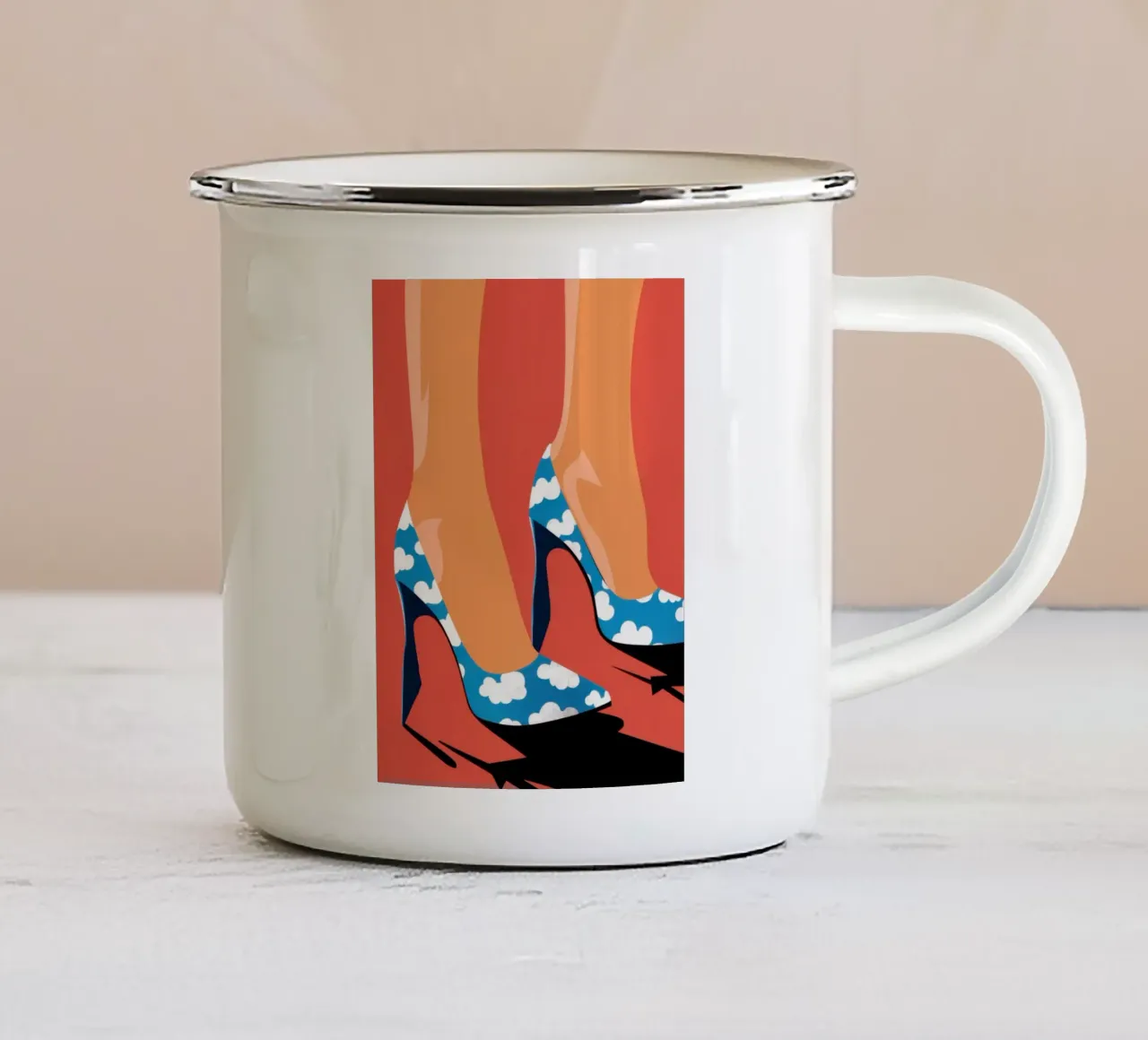 Passo avanti celeste tazza in smalto da Sky Velour