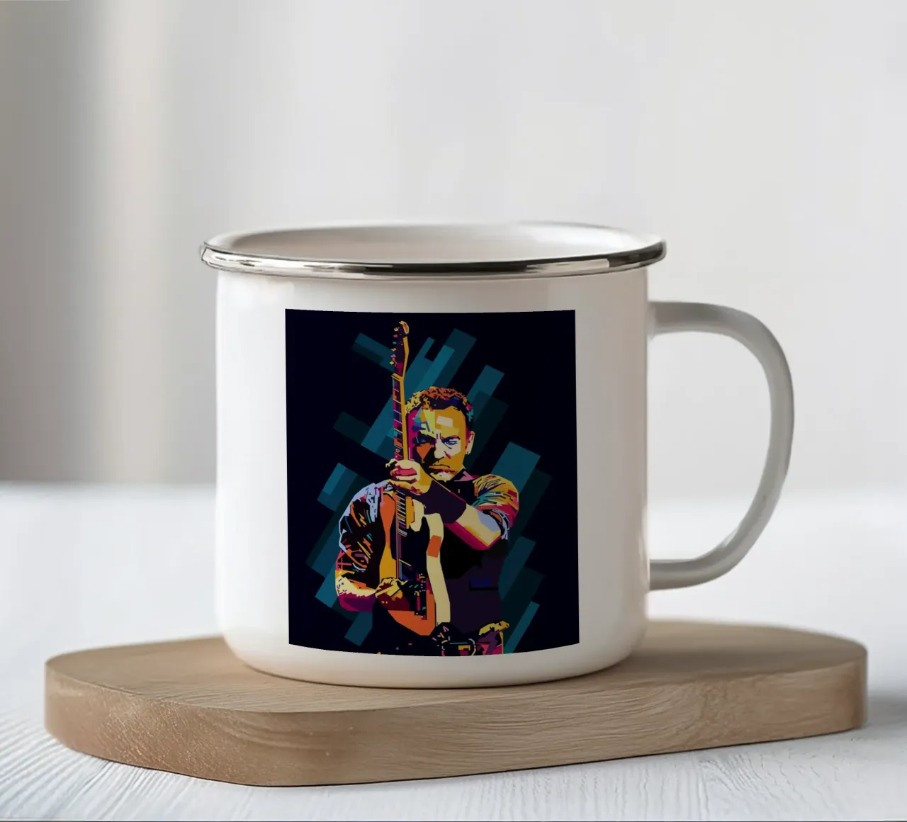 Bruce Springsteen WPAP Popart Emaille Tasse von KP Artwork