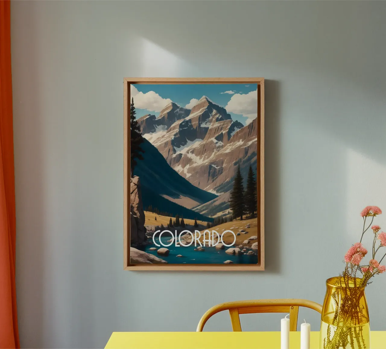 Scène in de bergen van Colorado canvas met Baklijst van Charnwood Prints