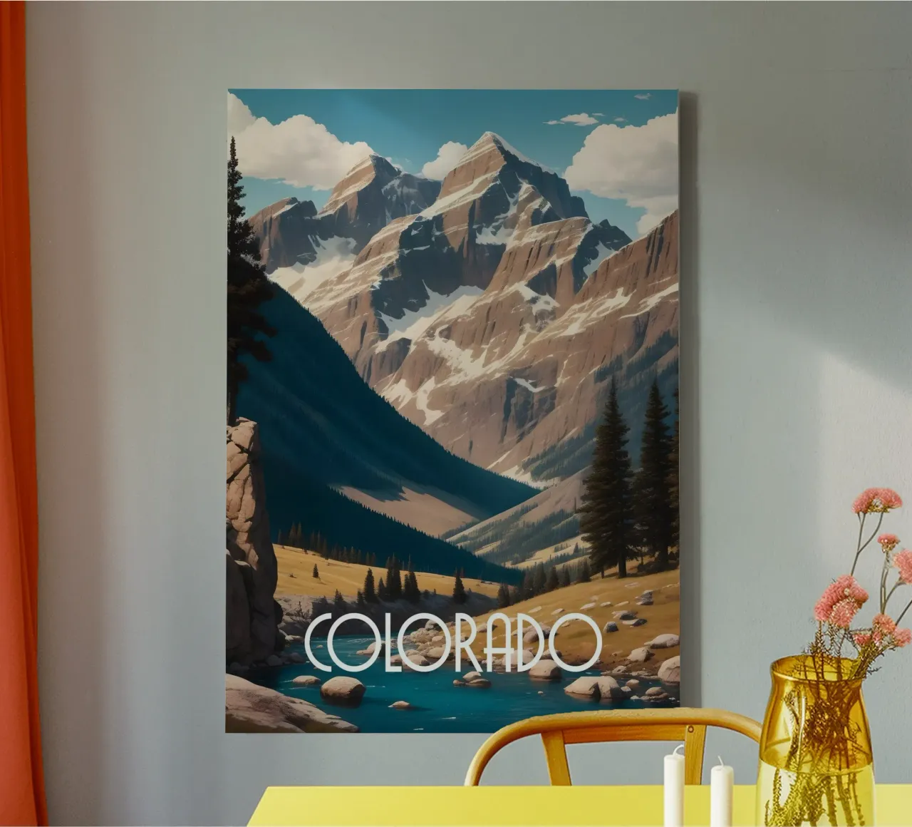 Scène in de bergen van Colorado canvas met Baklijst van Charnwood Prints