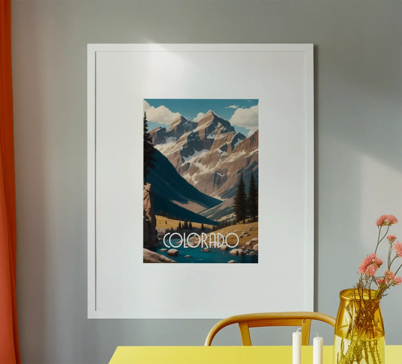 Scène in de bergen van Colorado poster van Charnwood Prints