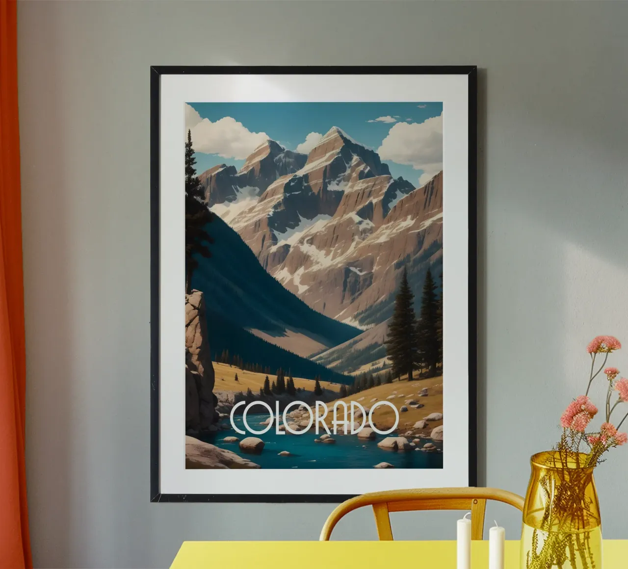 Scène in de bergen van Colorado poster van Charnwood Prints