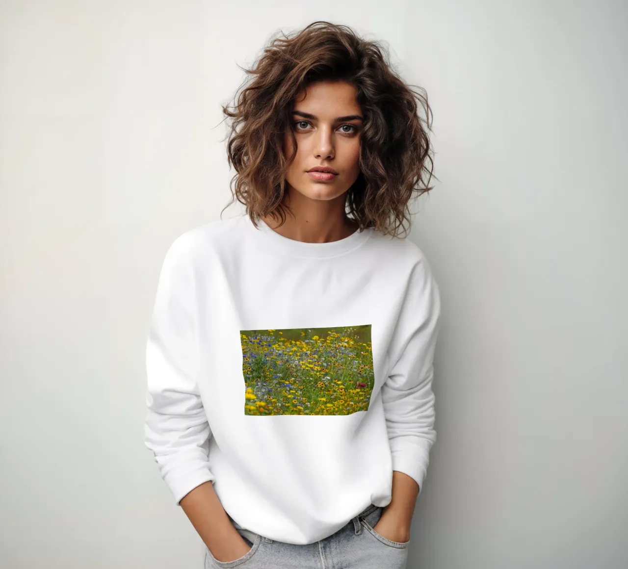 Flower filed with bright wild flowers felpa da Curious Collections by Marielle Leenders
