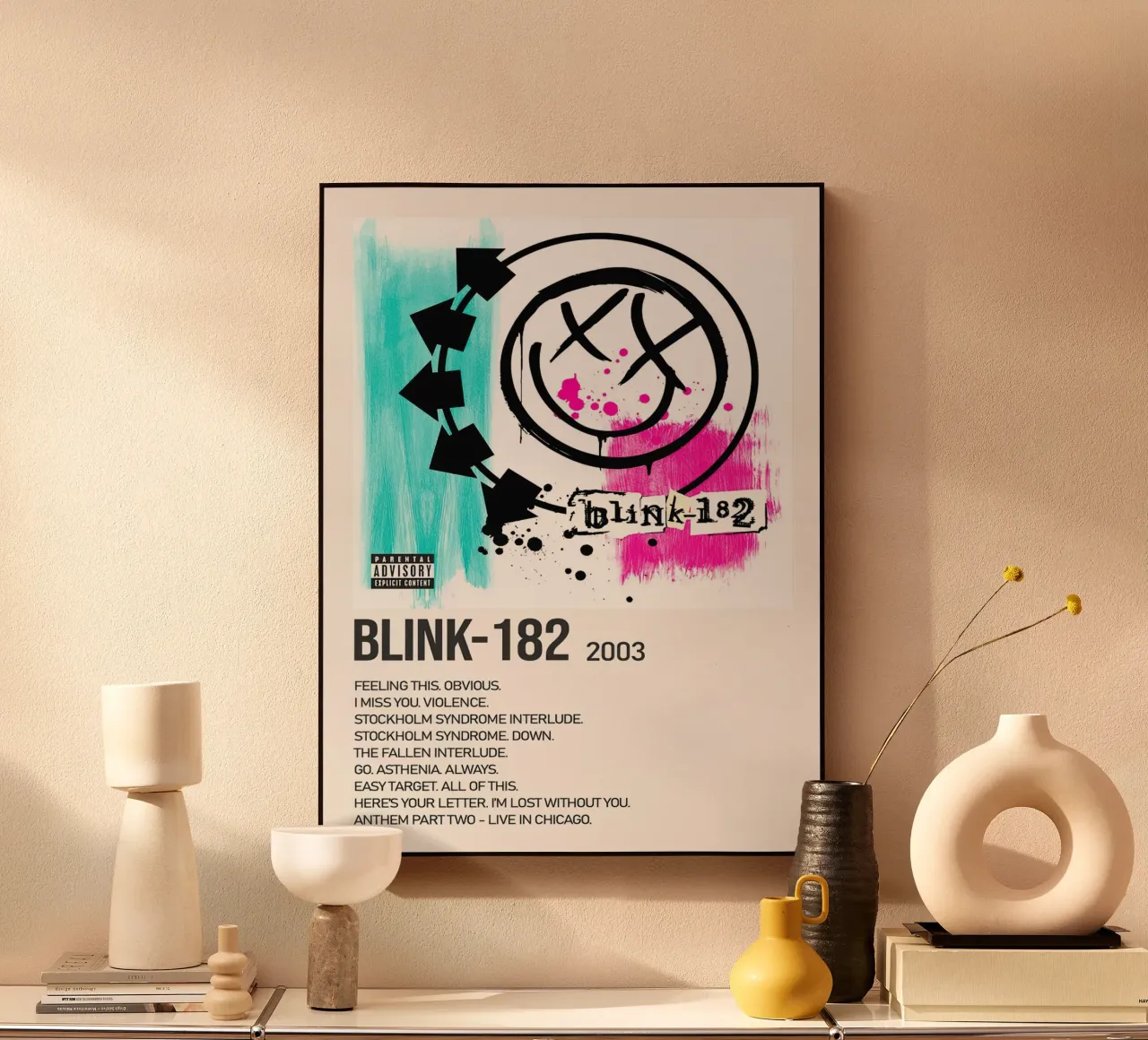 Blink 182 Tracklists plexiglass da Linda Tobrut