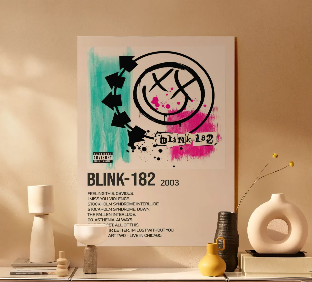 Blink 182 Tracklists plexiglass da Linda Tobrut