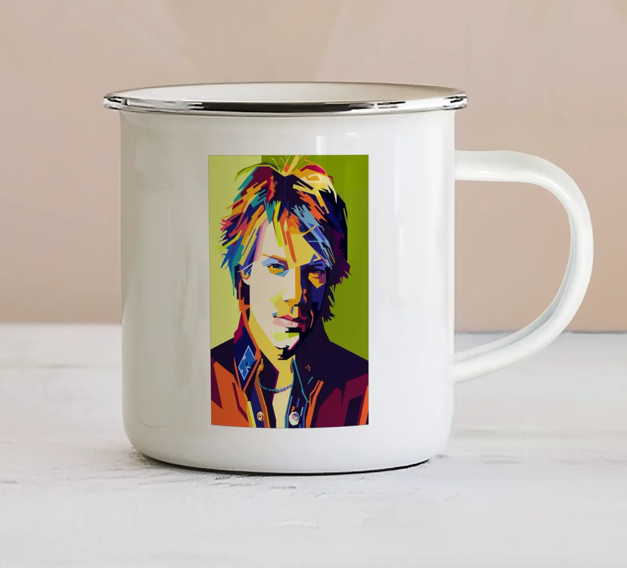 Bon Jovi WPAP Popart tazza in smalto da KP Artwork