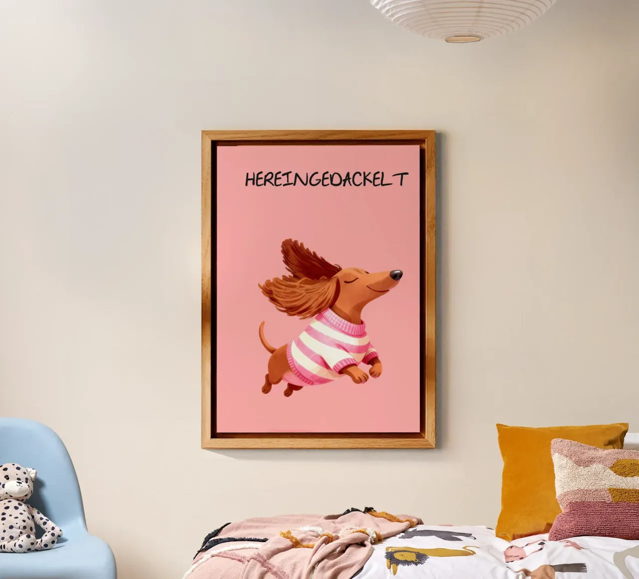 Hereingedackelt Dachshund alluminio dibond con Cornice Artbox da EverLuvv Studio