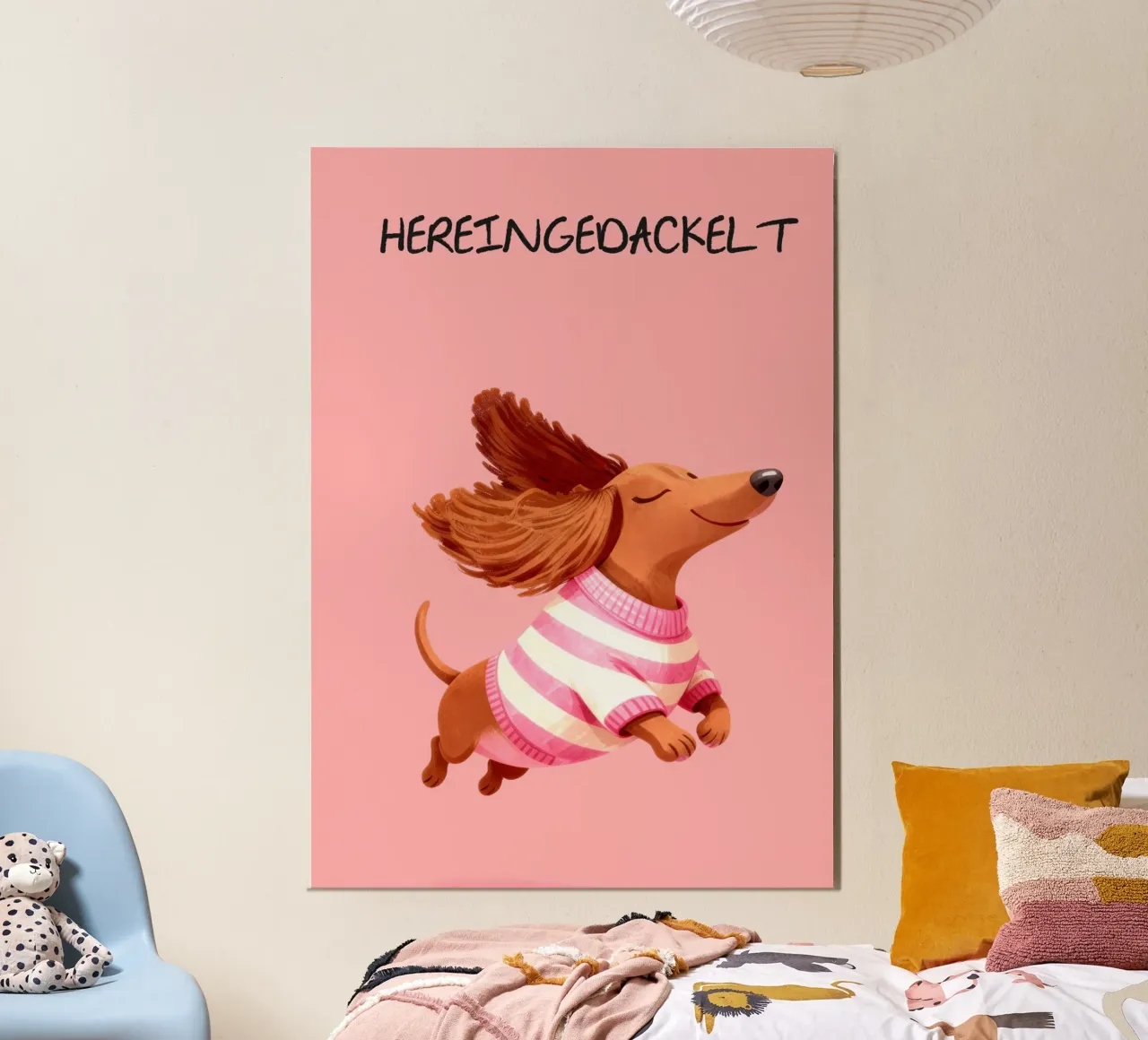 Hereingedackelt Dachshund alluminio dibond con Cornice Artbox da EverLuvv Studio
