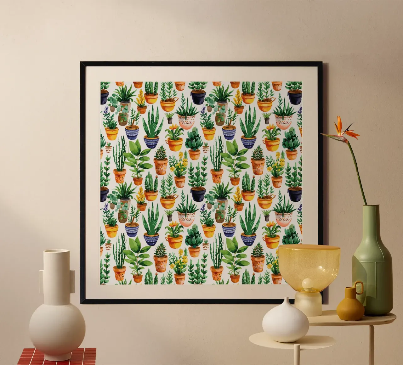 Piante d'appartamento - Stampa #1 poster con telaio in legno da Hightown Design