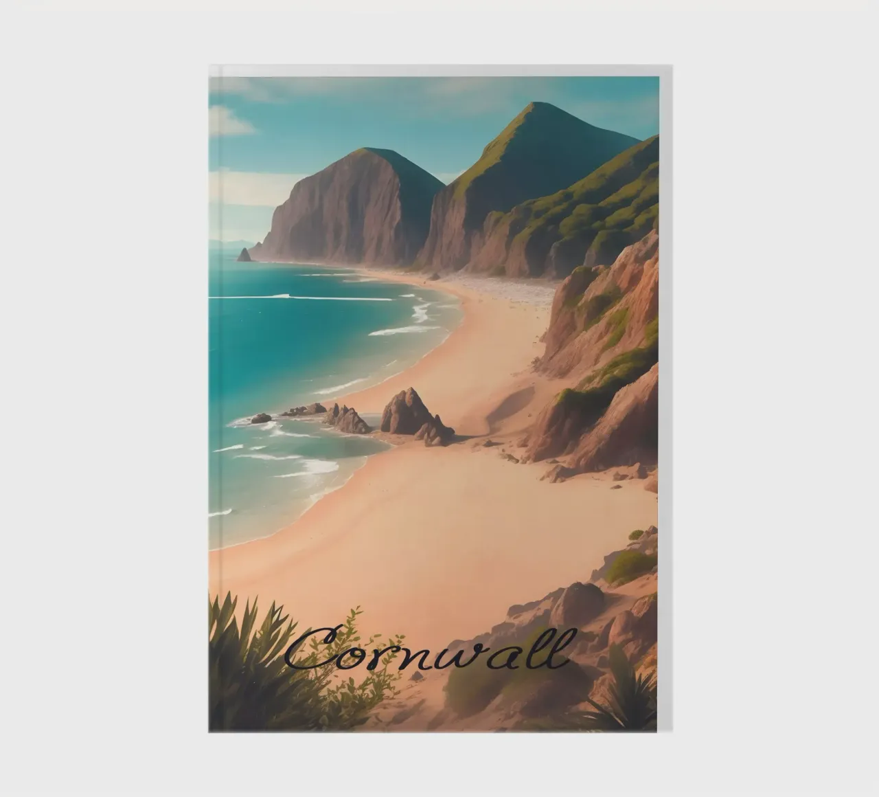 Scena di spiaggia in Cornovaglia diario da Charnwood Prints
