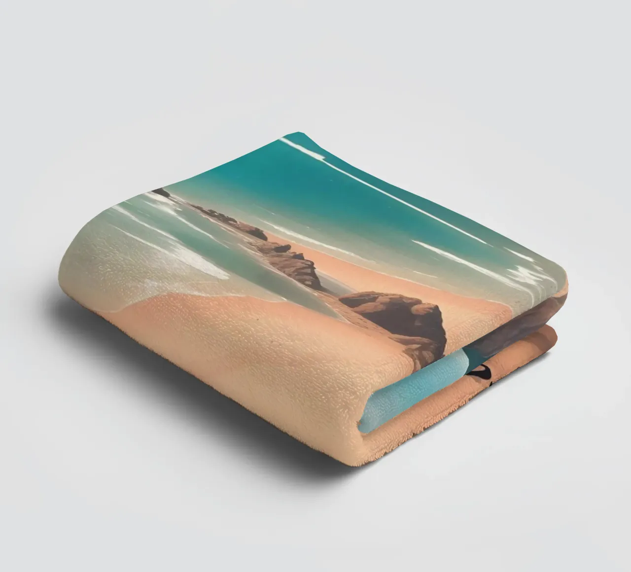 Scena di spiaggia in Cornovaglia asciugamano da bagno da Charnwood Prints