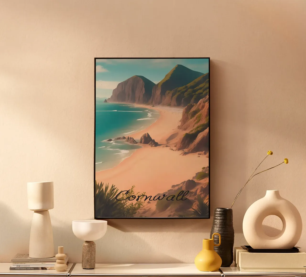 Scena di spiaggia in Cornovaglia alluminio dibond da Charnwood Prints