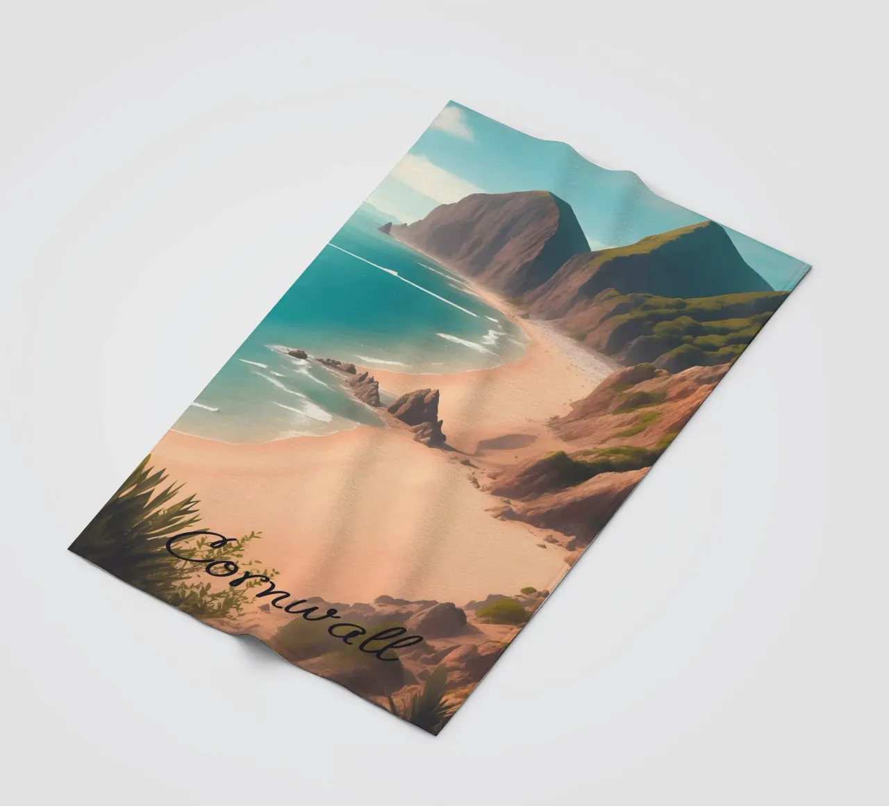 Scena di spiaggia in Cornovaglia coperta in pile da Charnwood Prints