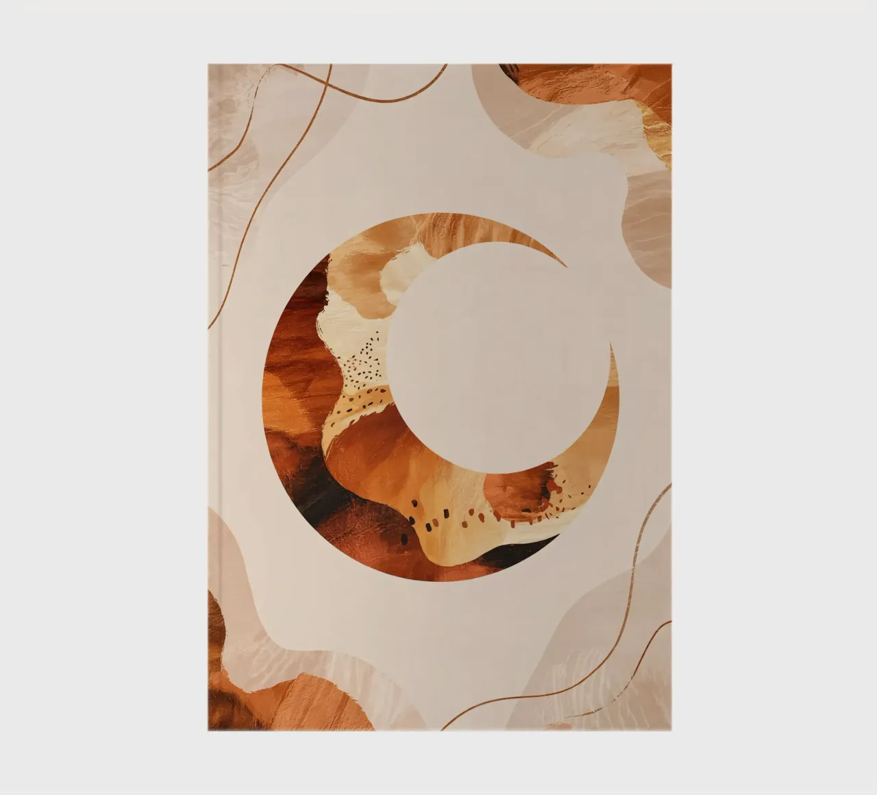 Bohemian moon in terracotta and abstract textures notebook by Soleil Basque