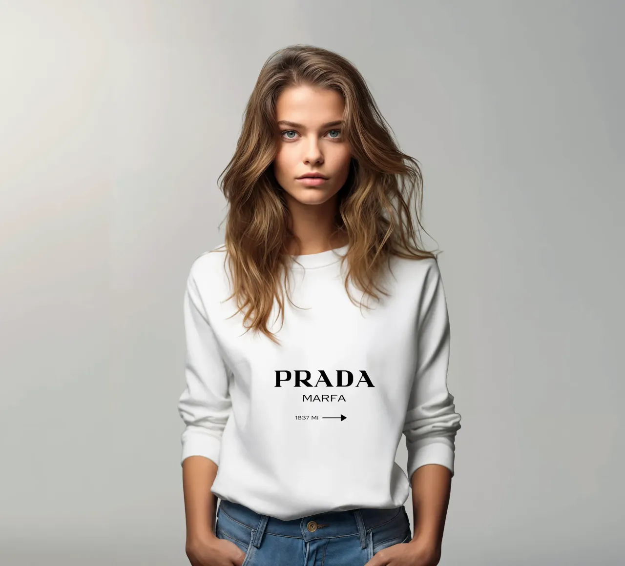 Prada Marfa – Minimal Chic Typography sweatshirt van EverLuvv Studio