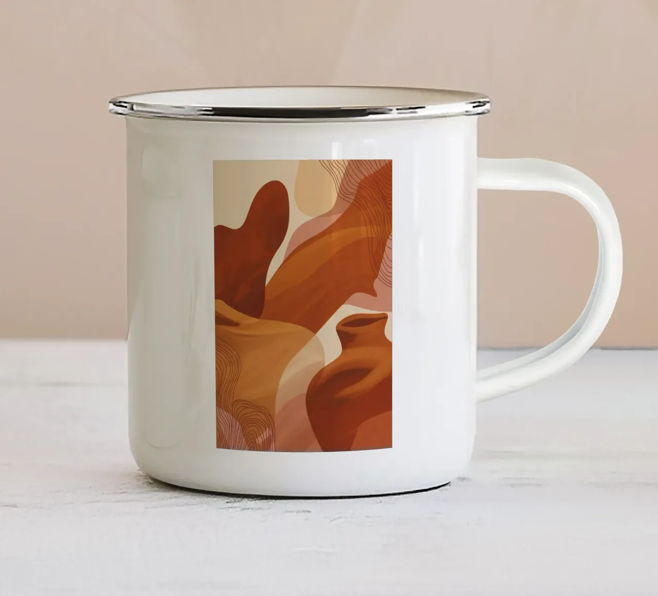 Forme organiche in terracotta e ocra tazza in smalto da Soleil Basque