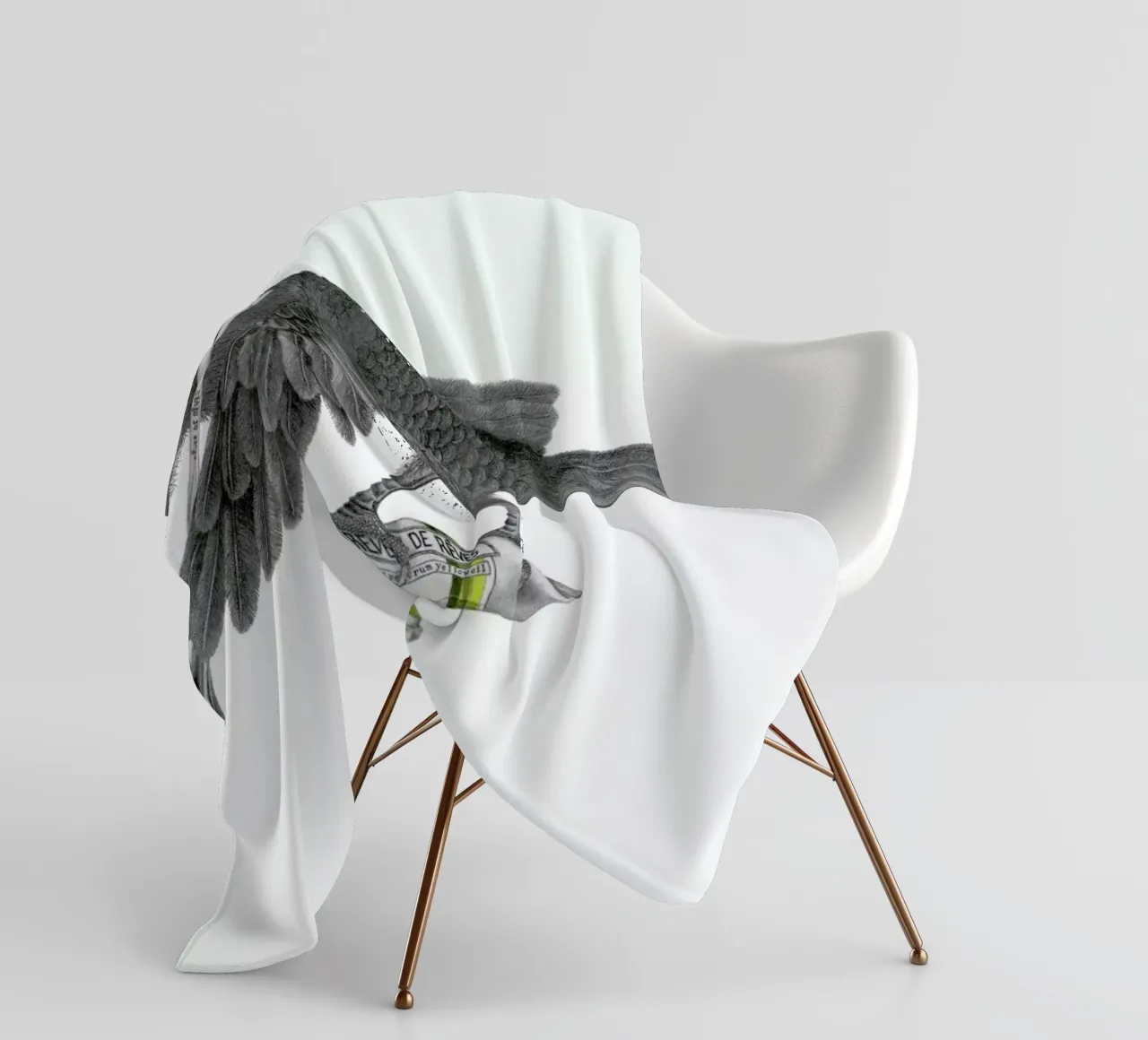 Aurora Belle Raven fleece blanket by Le Canot Rouge