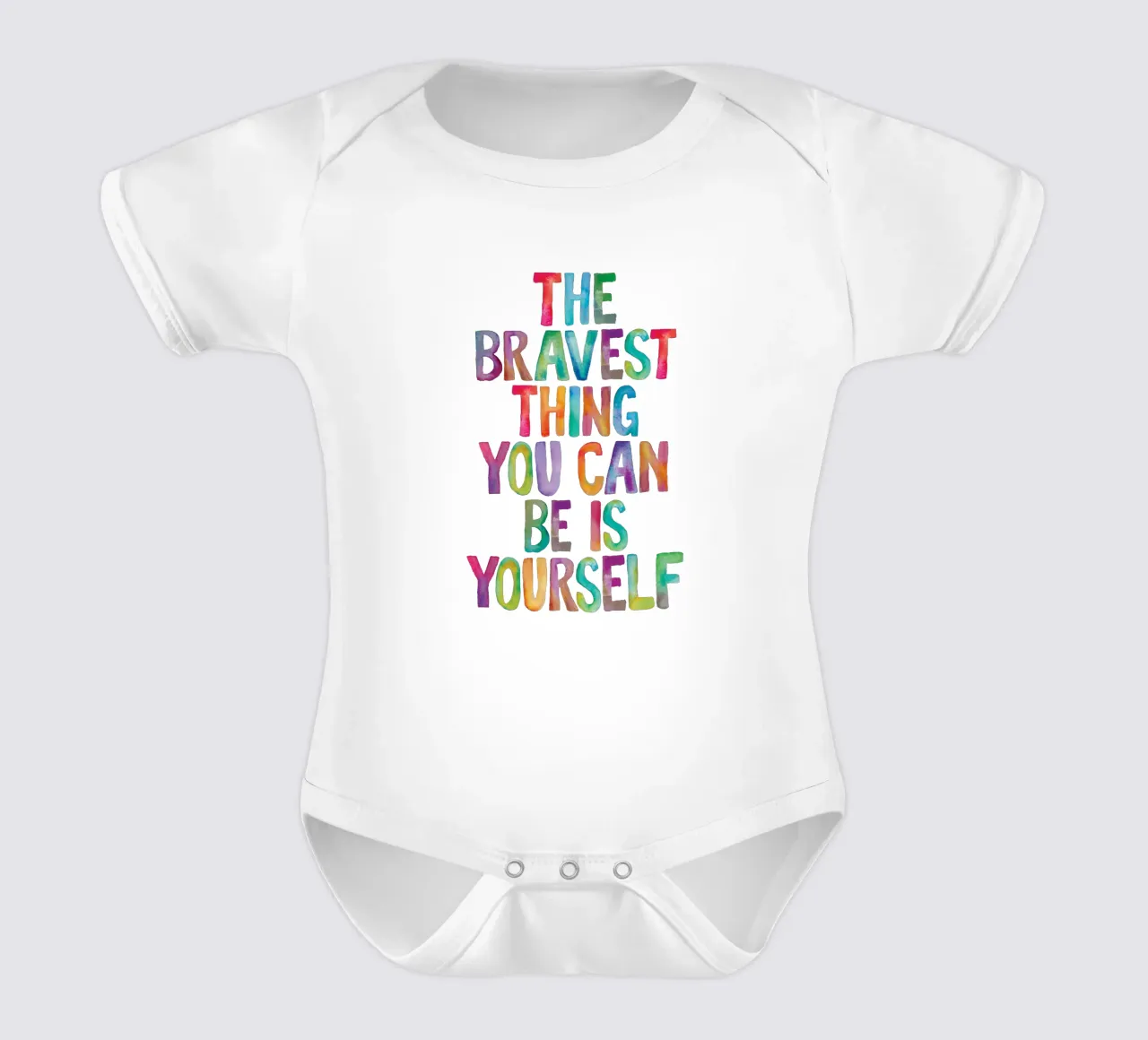 The Bravest Thing You Can Be is Yourself short-sleeve baby romper by THE MOTIVATED TYPE