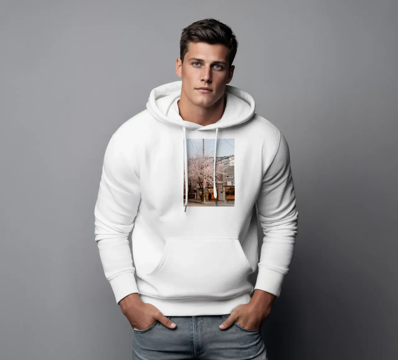 La via dei ciliegi in fiore a Seul, Corea del Sud felpa con cappuccio da mbgraphx2