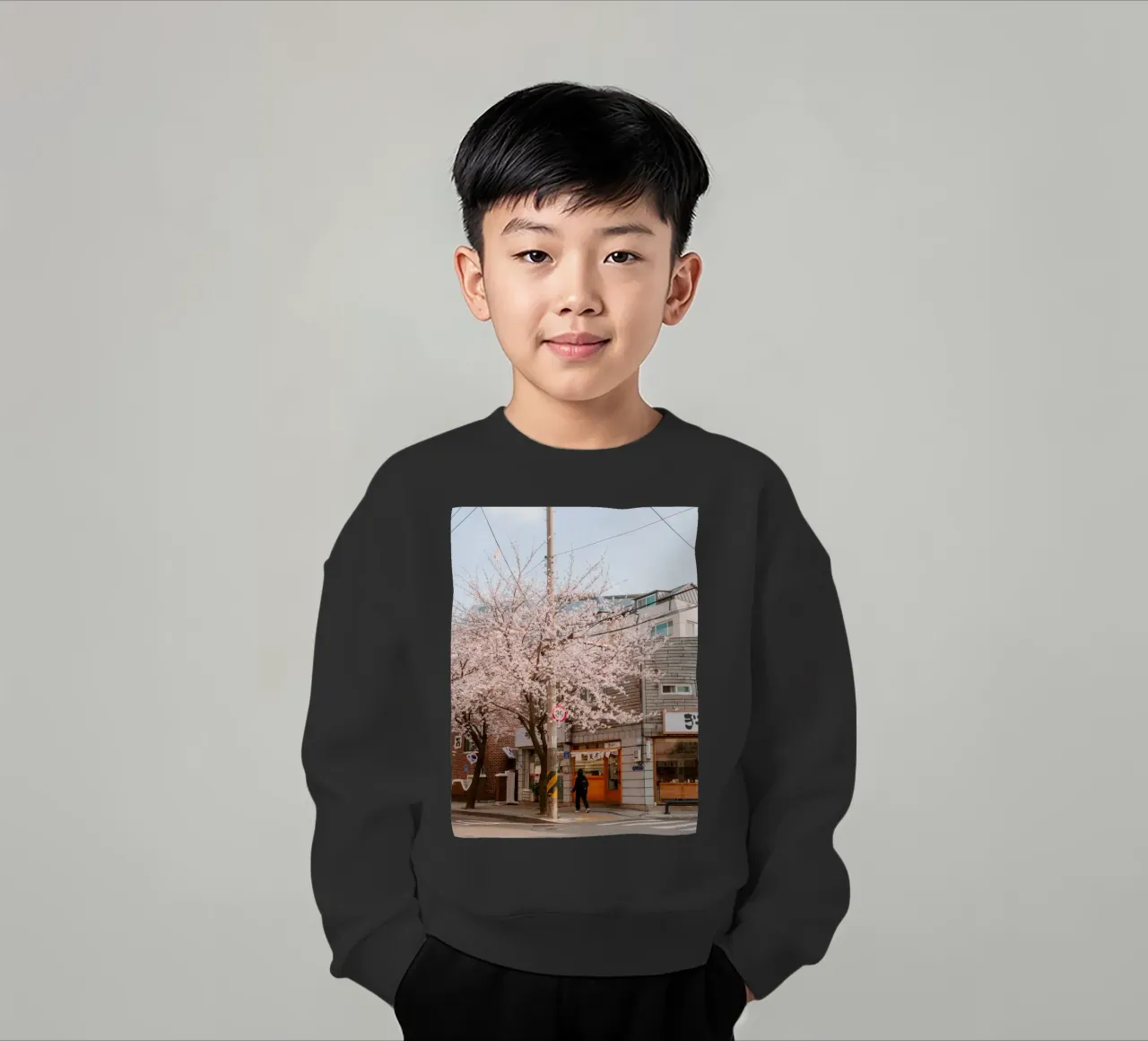 La via dei ciliegi in fiore a Seul, Corea del Sud felpa bambino da mbgraphx2