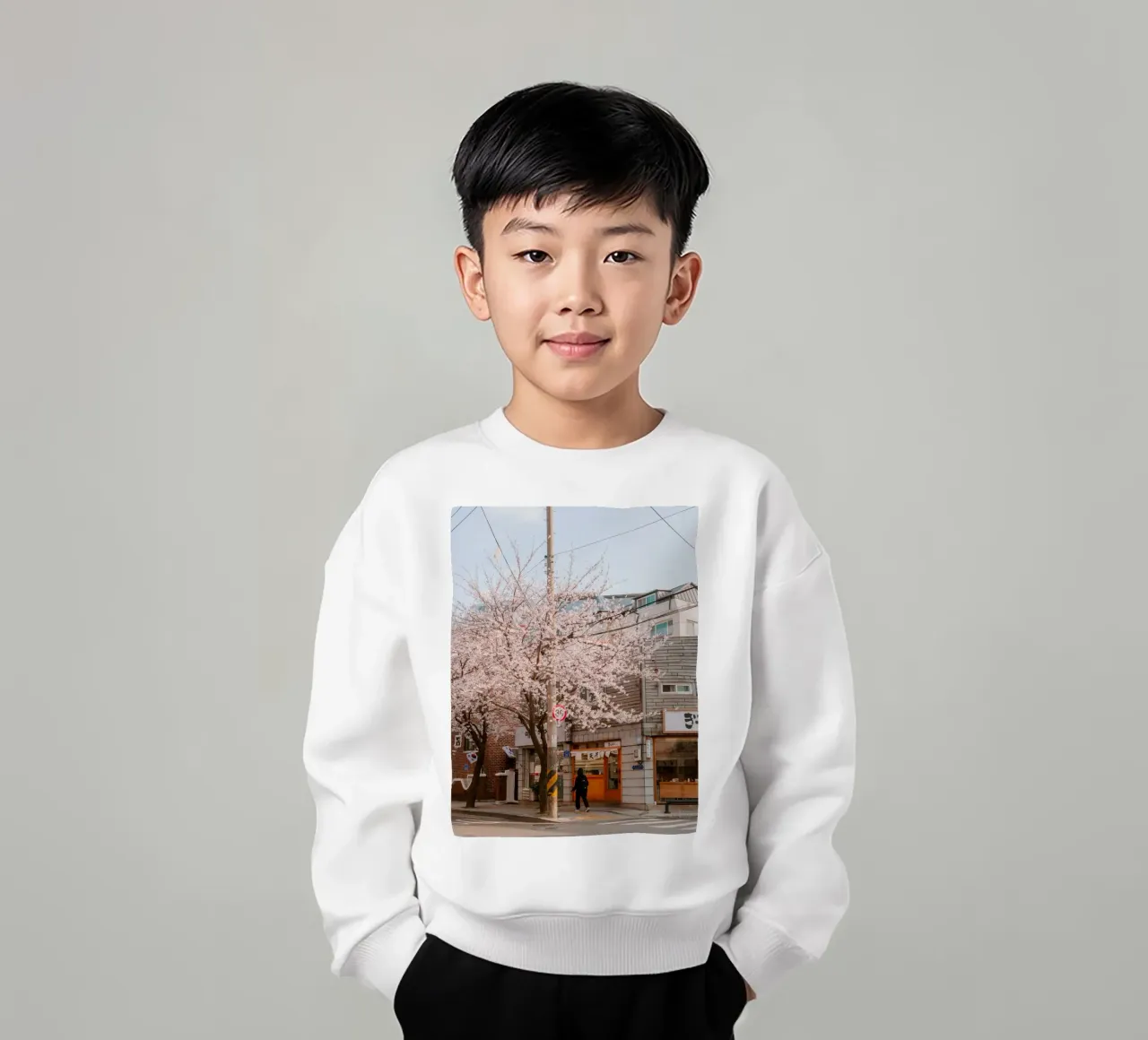 La via dei ciliegi in fiore a Seul, Corea del Sud felpa bambino da mbgraphx2