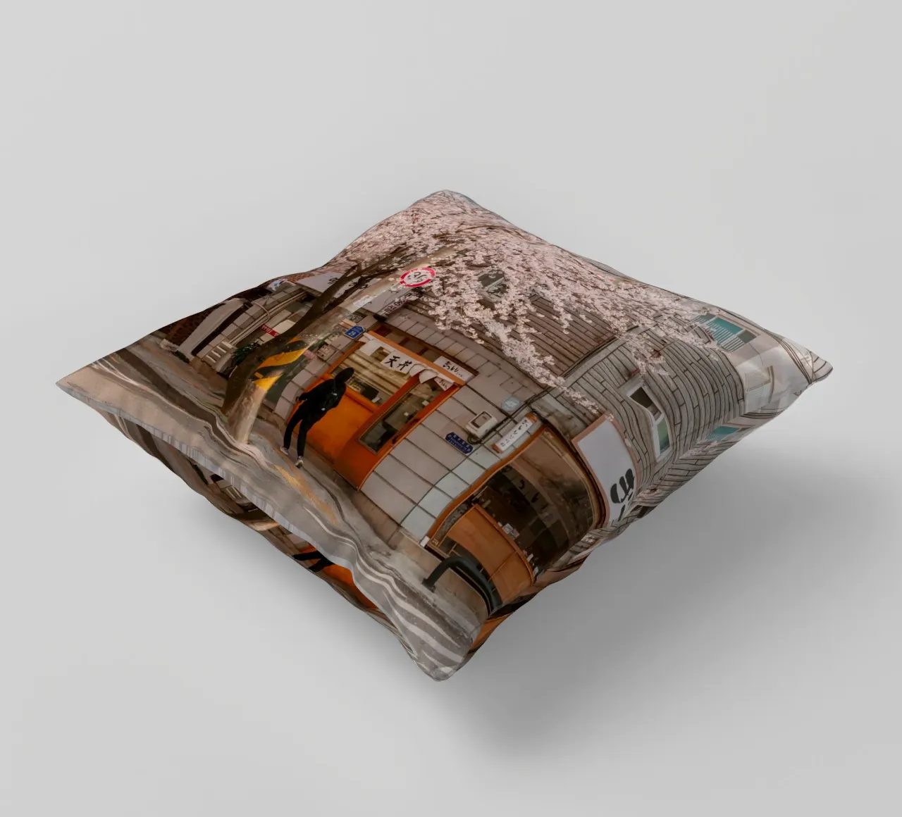 La via dei ciliegi in fiore a Seul, Corea del Sud cuscino da mbgraphx2