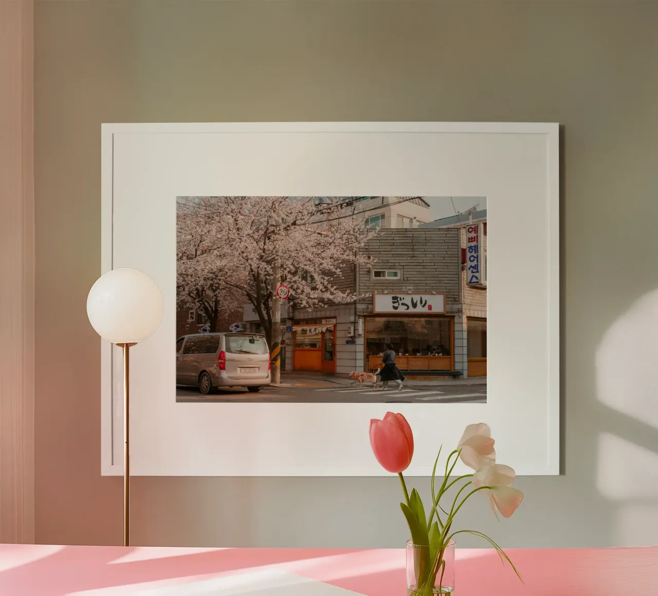 La via dei ciliegi in fiore a Seul, Corea del Sud carta hahnemühle da mbgraphx2