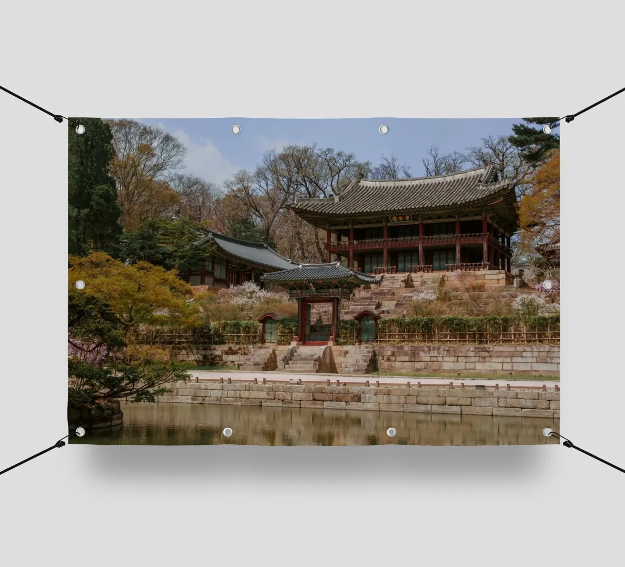 Giardino segreto di Huwon a Seul, Corea del Sud telo in pvc da mbgraphx2