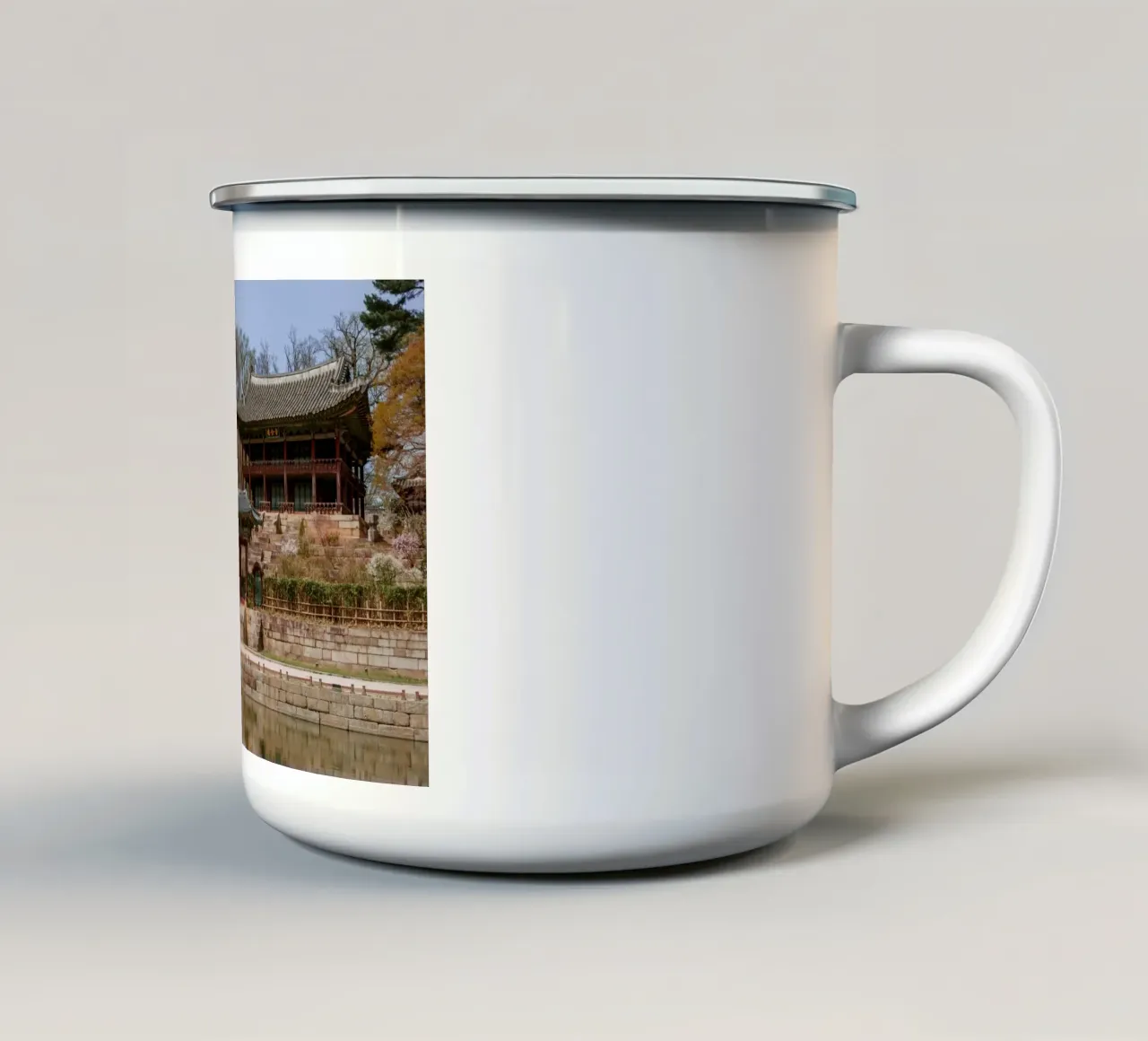 Giardino segreto di Huwon a Seul, Corea del Sud tazza in smalto da mbgraphx2