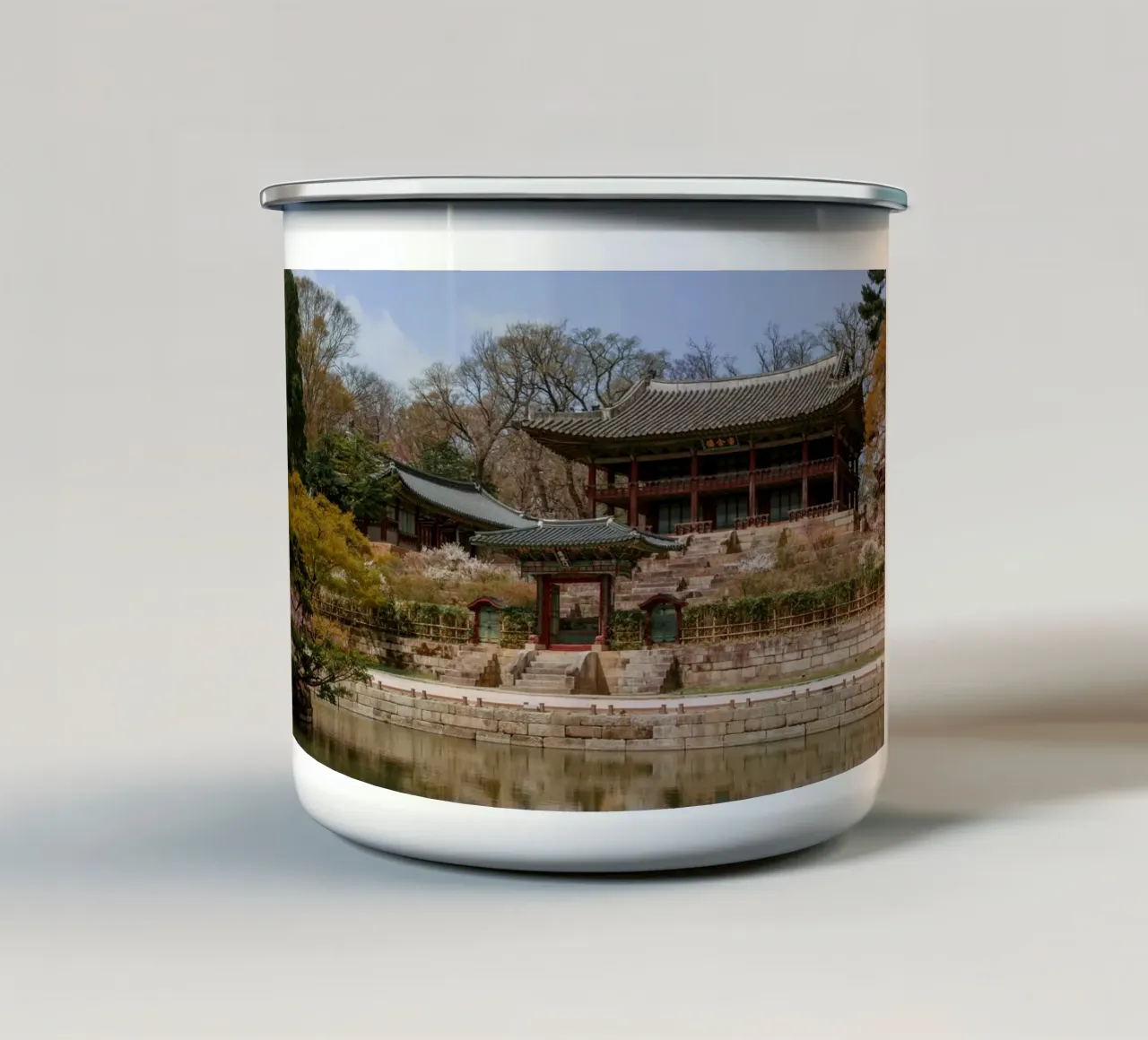 Giardino segreto di Huwon a Seul, Corea del Sud tazza in smalto da mbgraphx2