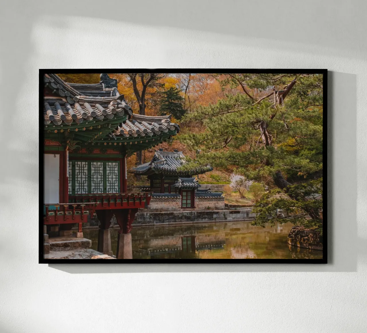 Stagno del giardino segreto di Huwon a Seul, Corea del Sud carta hahnemühle da mbgraphx2