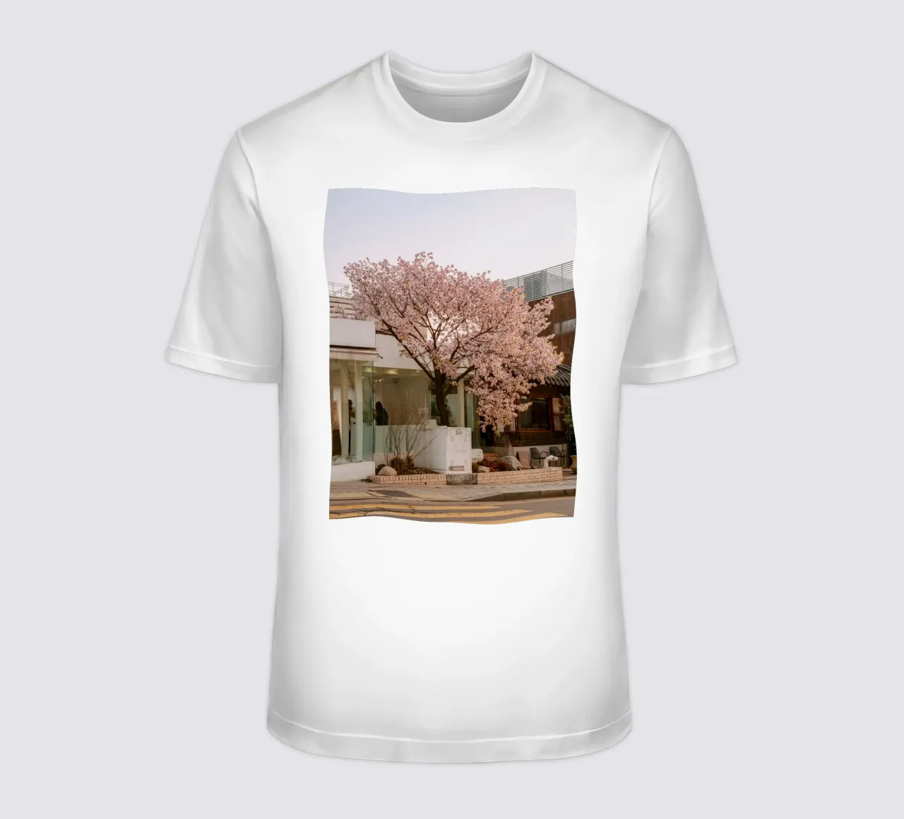 Cherry Blossom Tree Sunrise in Seoul, South Korea t-shirt by mbgraphx2