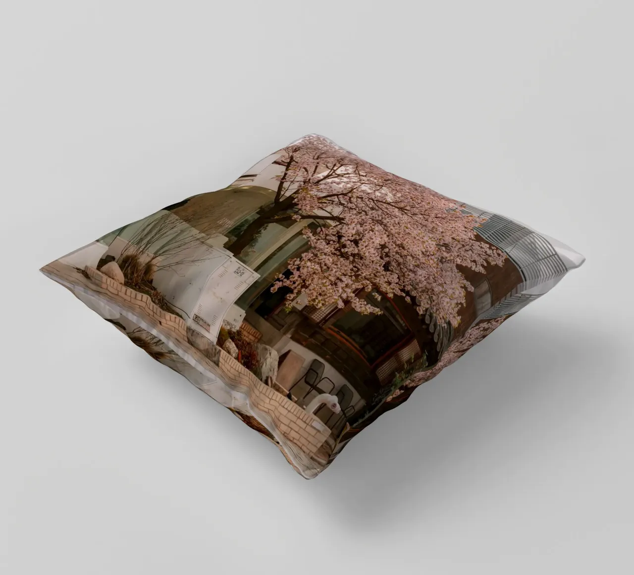 Alba dei ciliegi in fiore a Seul, Corea del Sud cuscino da mbgraphx2