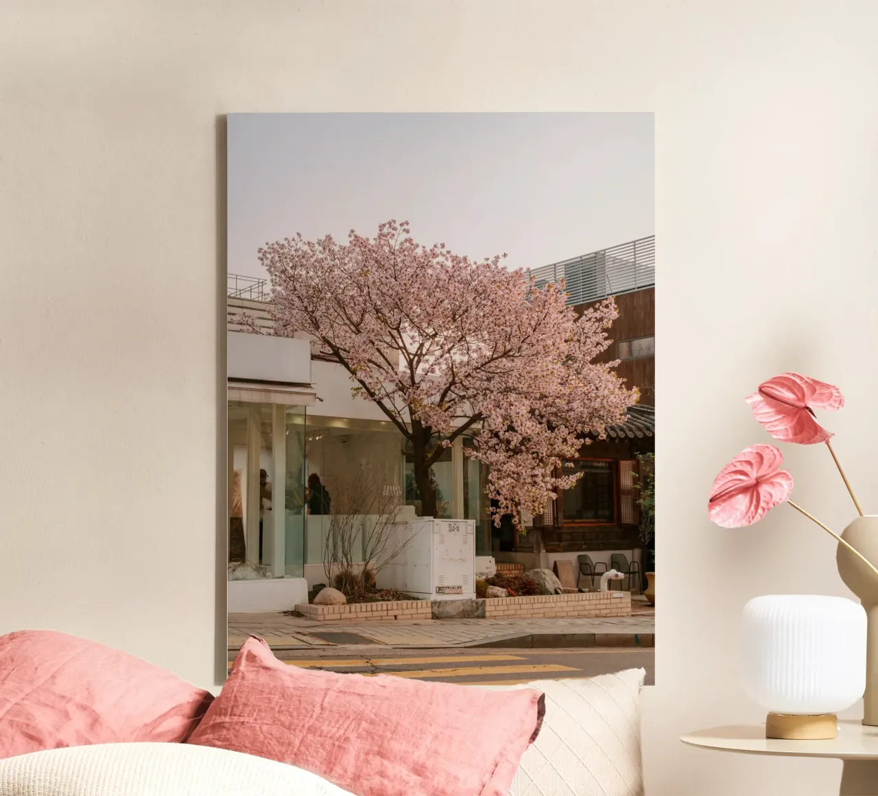 Alba dei ciliegi in fiore a Seul, Corea del Sud tela da mbgraphx2