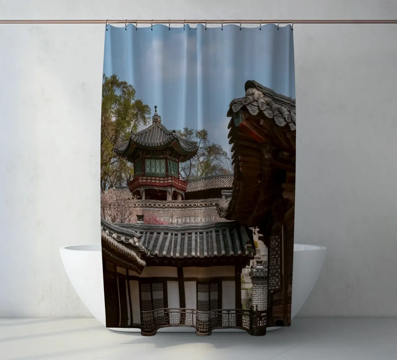 Tempio coreano a Seul, Corea del Sud tenda da doccia da mbgraphx2