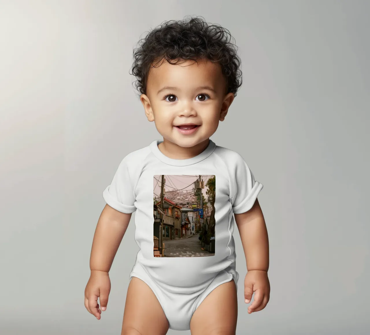 Mattinata nella Seul urbana, Corea del Sud body neonato maniche corte da mbgraphx2