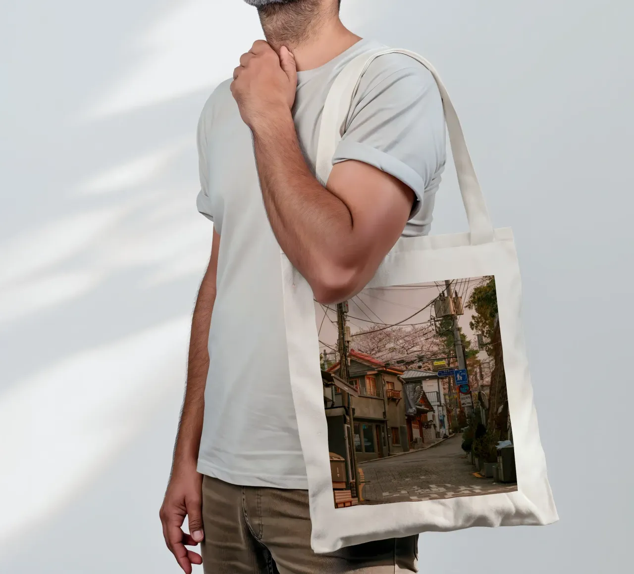 Mattinata nella Seul urbana, Corea del Sud borsa in juta da mbgraphx2