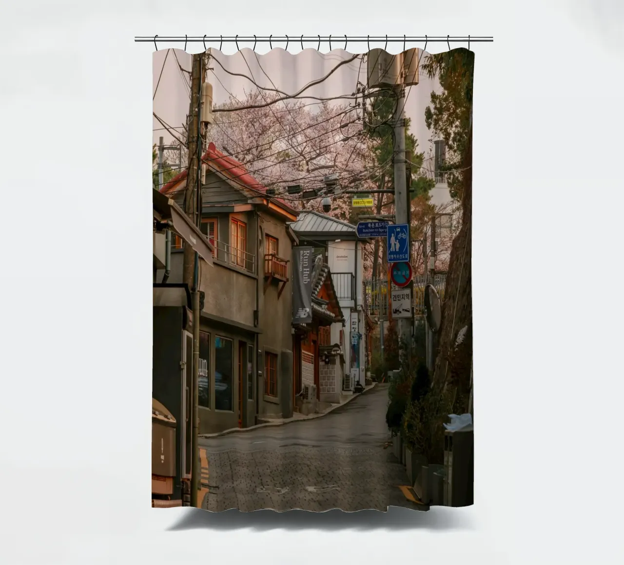 Mattinata nella Seul urbana, Corea del Sud tenda da doccia da mbgraphx2