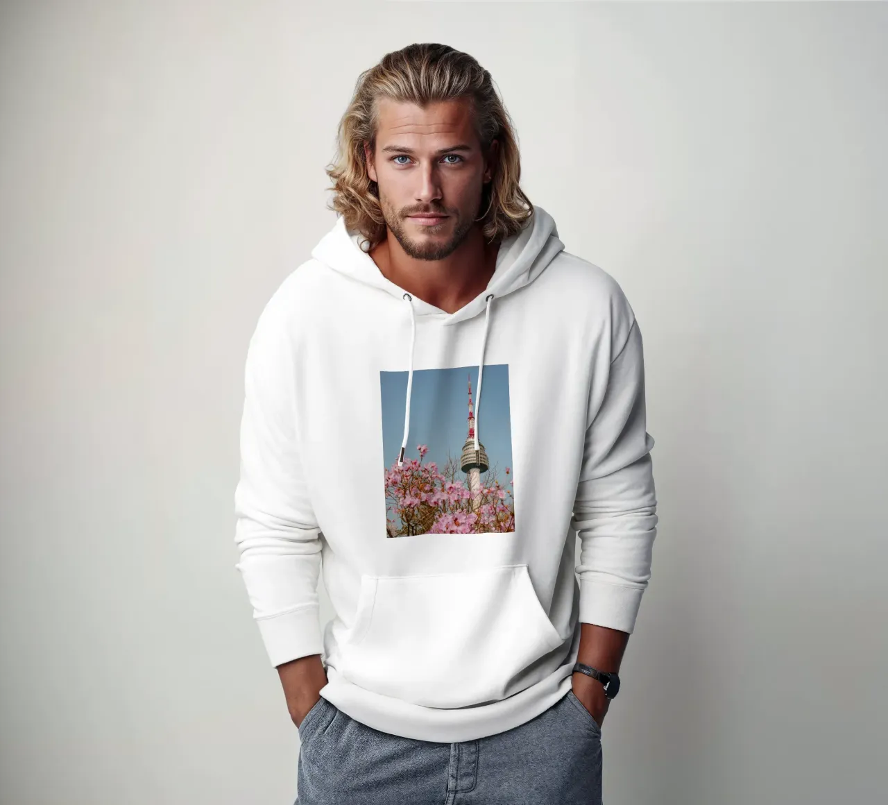 Torre Namsan a Seul, Corea del Sud felpa con cappuccio da mbgraphx2