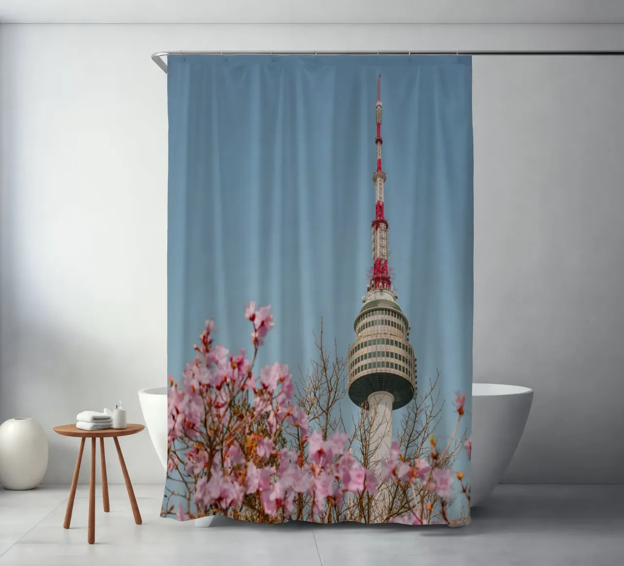 Torre Namsan a Seul, Corea del Sud tenda da doccia da mbgraphx2