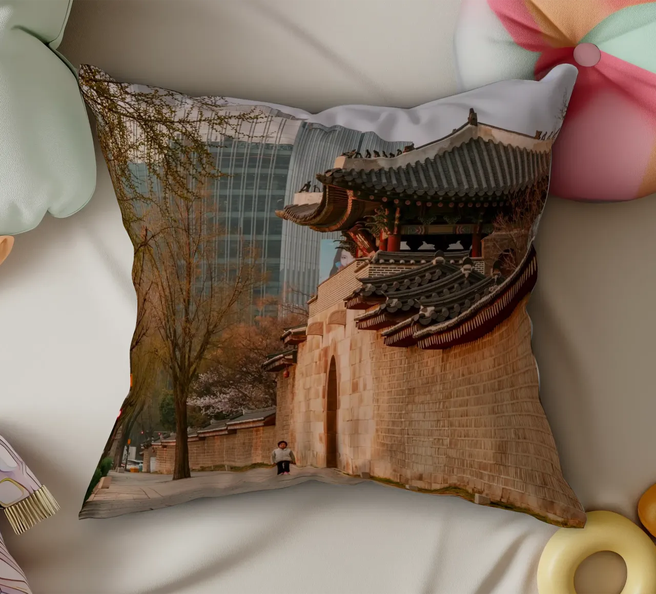 Mattina presto a Seul, Corea del Sud cuscino da mbgraphx2