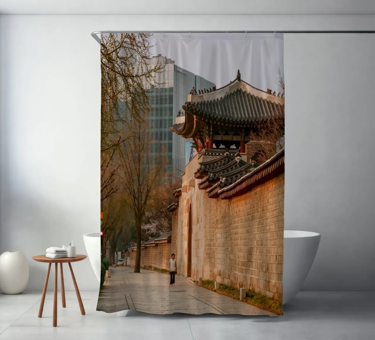 Mattina presto a Seul, Corea del Sud tenda da doccia da mbgraphx2