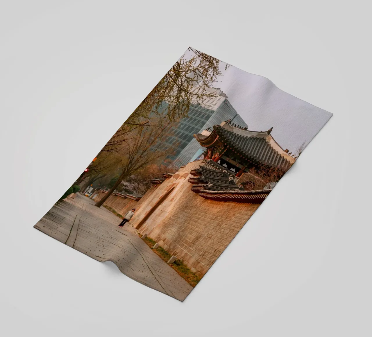 Early Morning in Seoul, South Korea beach towel by mbgraphx2