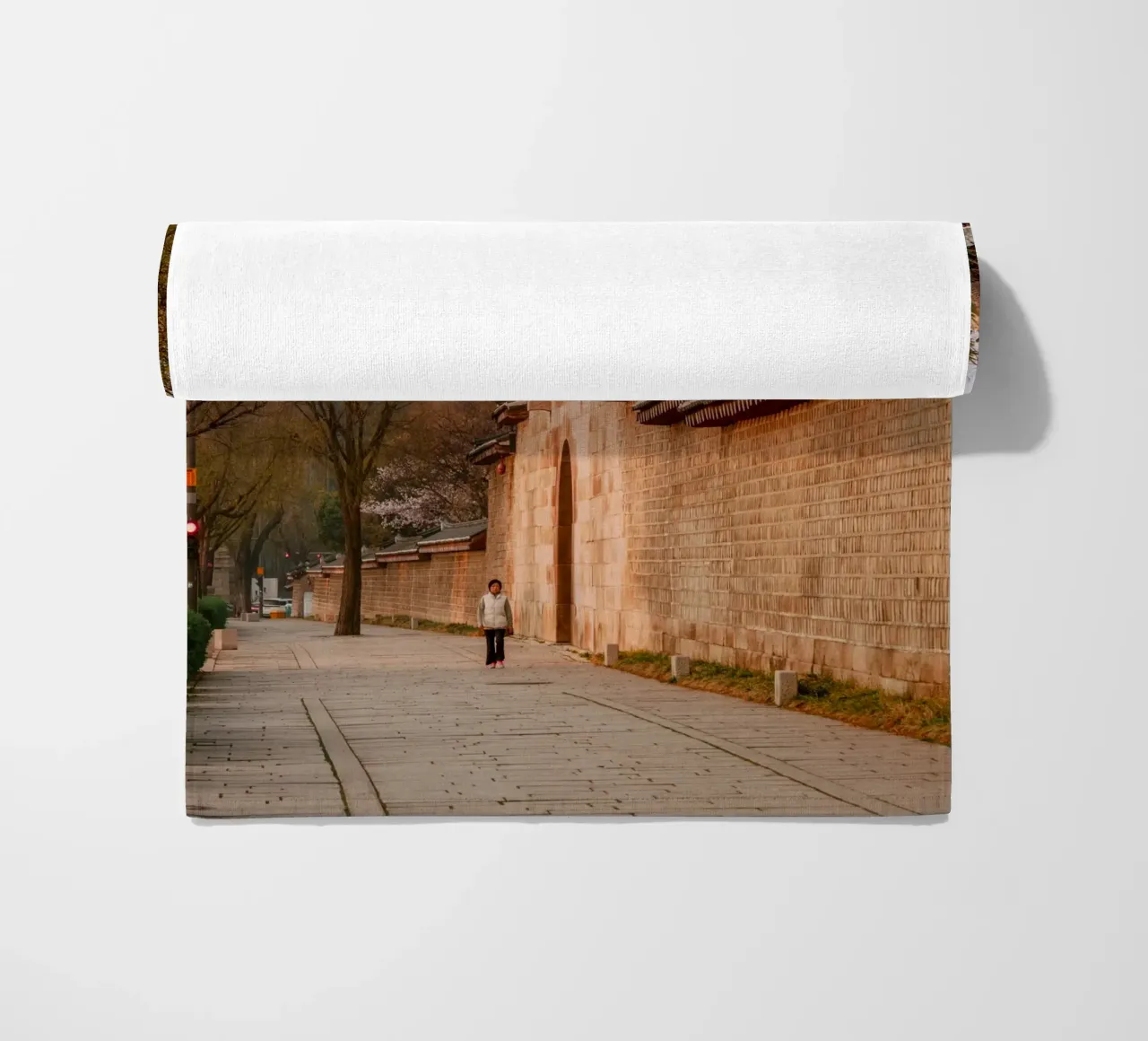 Early Morning in Seoul, South Korea beach towel by mbgraphx2