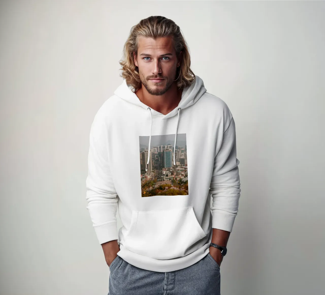 Skyline mattutino di Seul, Corea del Sud felpa con cappuccio da mbgraphx2