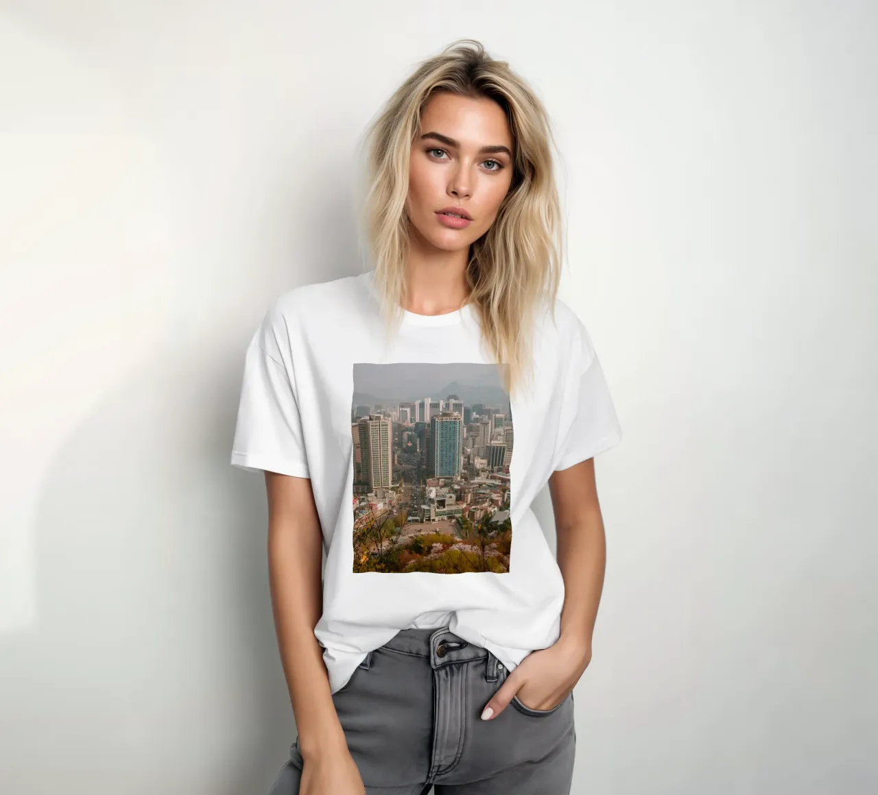 Seoul Morning Skyline, South Korea t-shirt by mbgraphx2