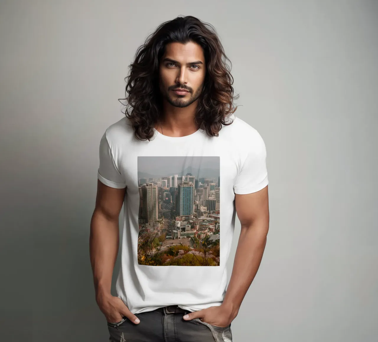 Seoul Morning Skyline, South Korea t-shirt by mbgraphx2