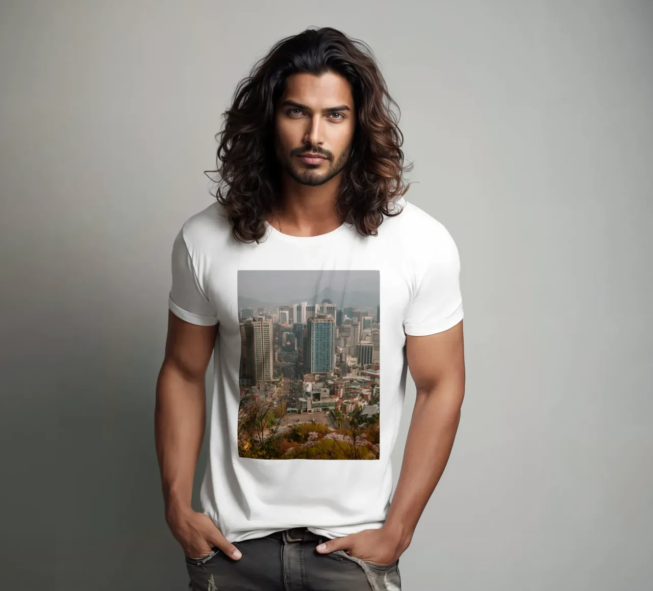 Skyline mattutino di Seul, Corea del Sud t-shirt da mbgraphx2