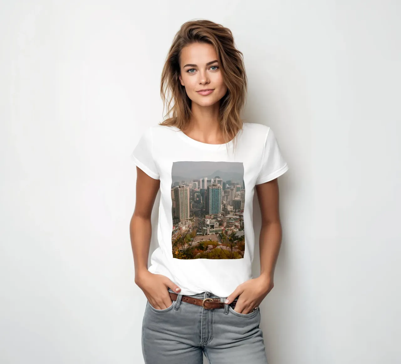 Skyline mattutino di Seul, Corea del Sud t-shirt da donna da mbgraphx2